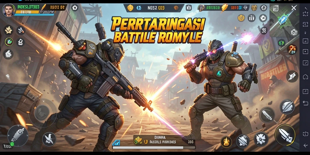 Screenshot gameplay INDESLOT303 dengan aksi Battle Royale yang mendebarkan.