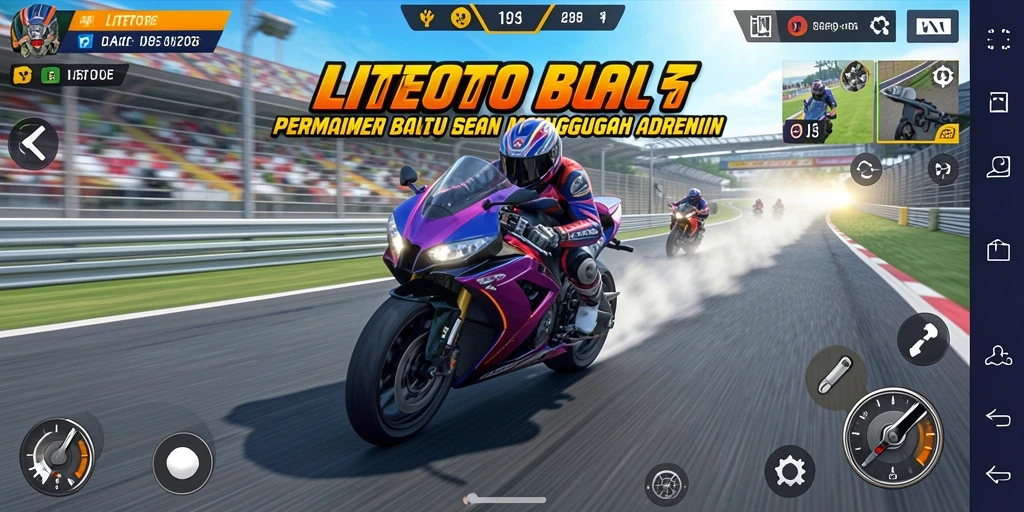 Tampilan gameplay LITETOTO yang mendebarkan di trek balap.