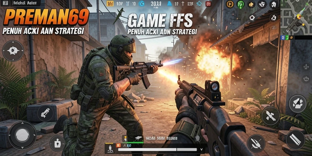 Tangkapan layar Gameplay PREMAN69 yang menampilkan aksi tembak-menembak yang intens.